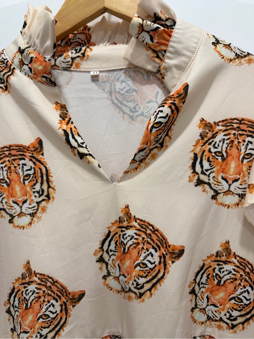 SHEIN Cream Midi Dress with Orange Tiger Print - Picture 3 of 4